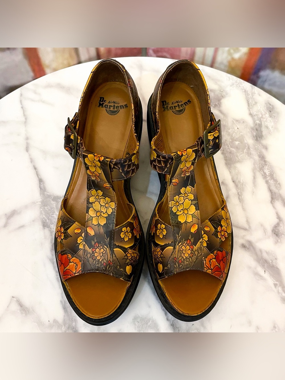 Dr. Martens Adaya Evisu Wagara Tattoo Sandals Tan Size 9 EUC - Picture 5 of 13